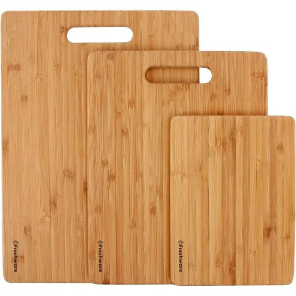 Bamboo Cutting Board Set of 3 Kitchen Wood Chopping Meat Vegetables Cheese